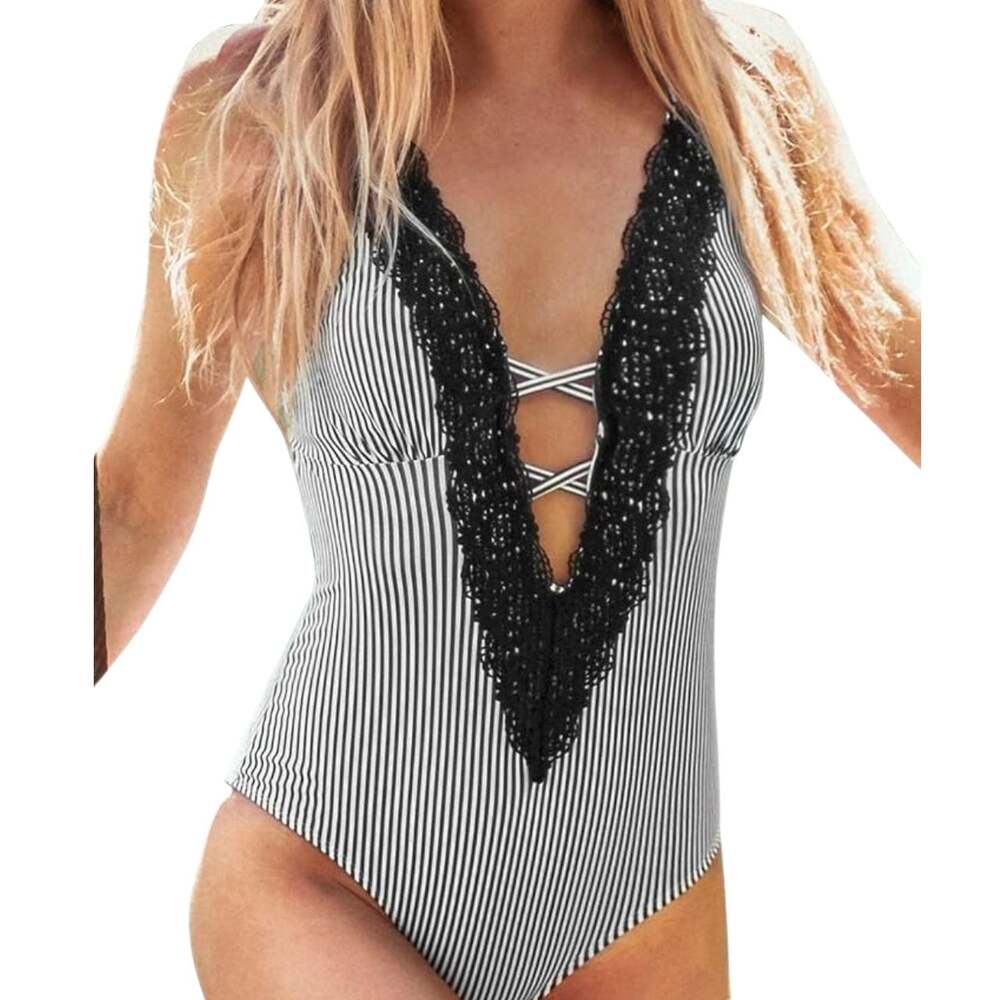 Cupshe Vintage Lace One-Piece Swimsuit,  Large
